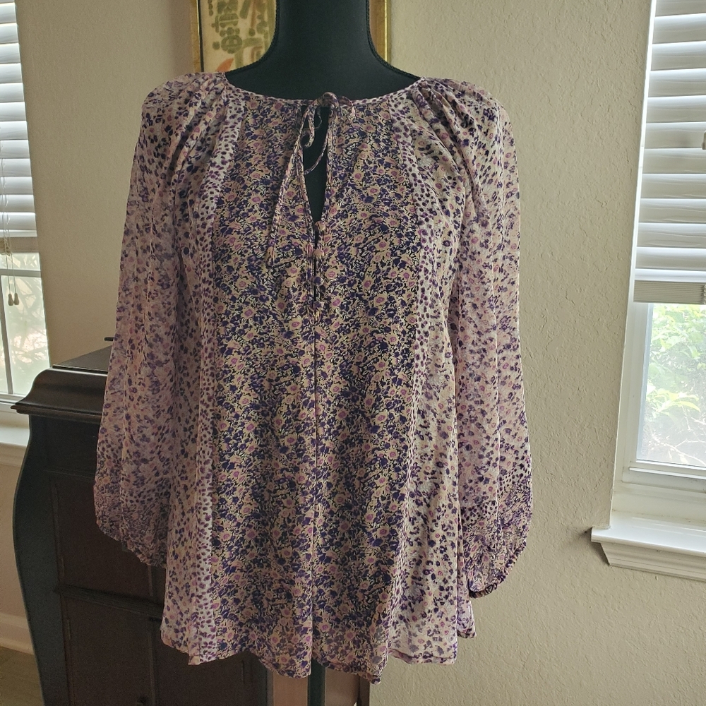 NWT JOIE LONG SLEEVE PURPLE FLORAL TOP SIZE LARGE